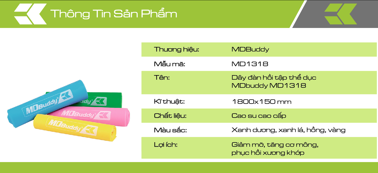 Dây đàn hồi tập thể dục MDBuddy MD1318