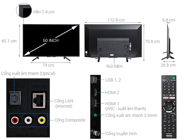 Smart Tivi Sony Full HD 50 inch KDL-50W660F