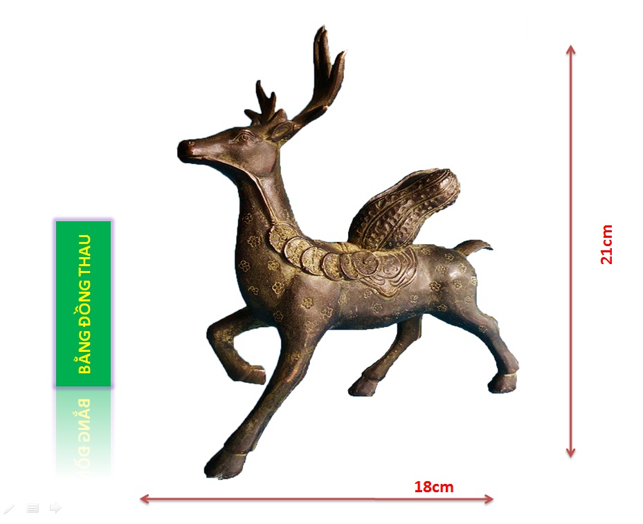 Tượng Hươu Sao bằng đồng thau cao 21 cm