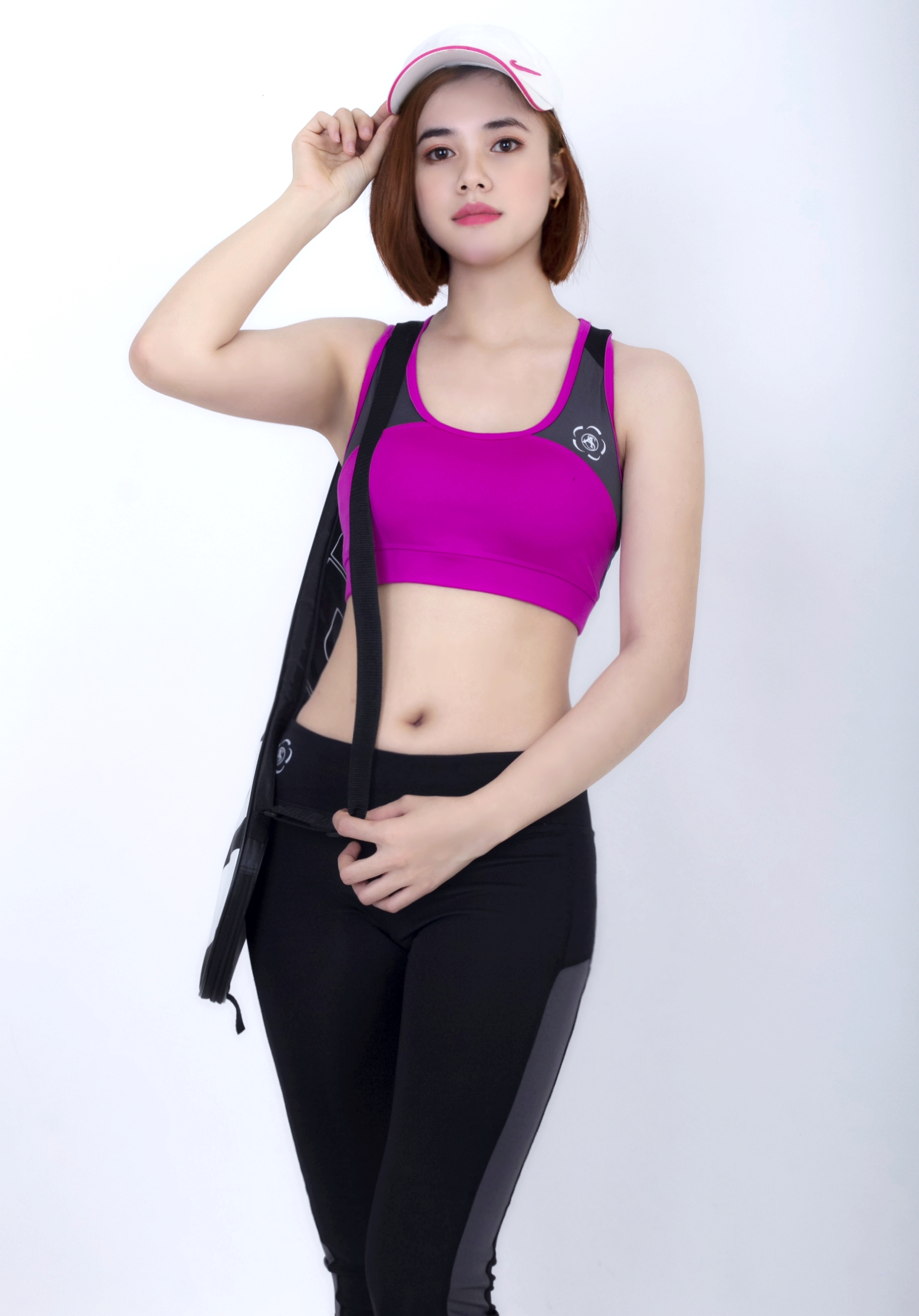 Bộ thể thao lửng nữ cao cấp phối lưới áo bra-DL703