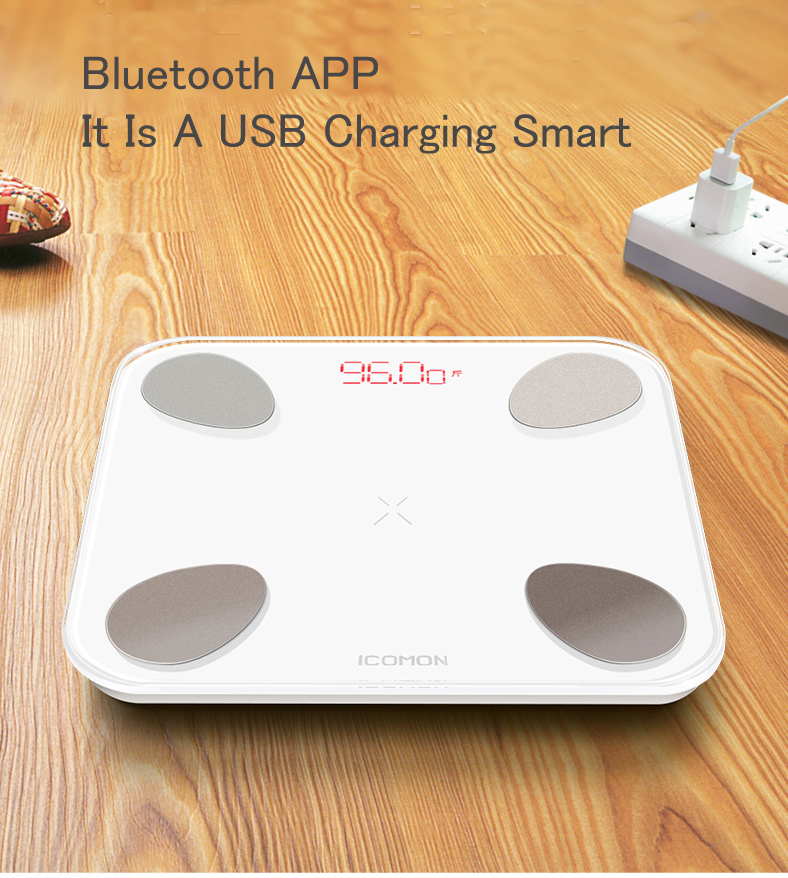 Cân Điện Tử Đo Lượng Mỡ Cơ Thể ICOMON i9u Có Cổng USB Điều Khiển Bằng Bluetooth và Ứng Dụng Trên iOS, Android - Đen