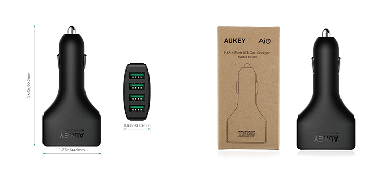 Cốc Sạc Xe Hơi 4 Cổng Sạc Nhanh Quick Charge 3.0 AuKey CC-01 48W Tích Hợp AiPower - Hàng Chính Hãng