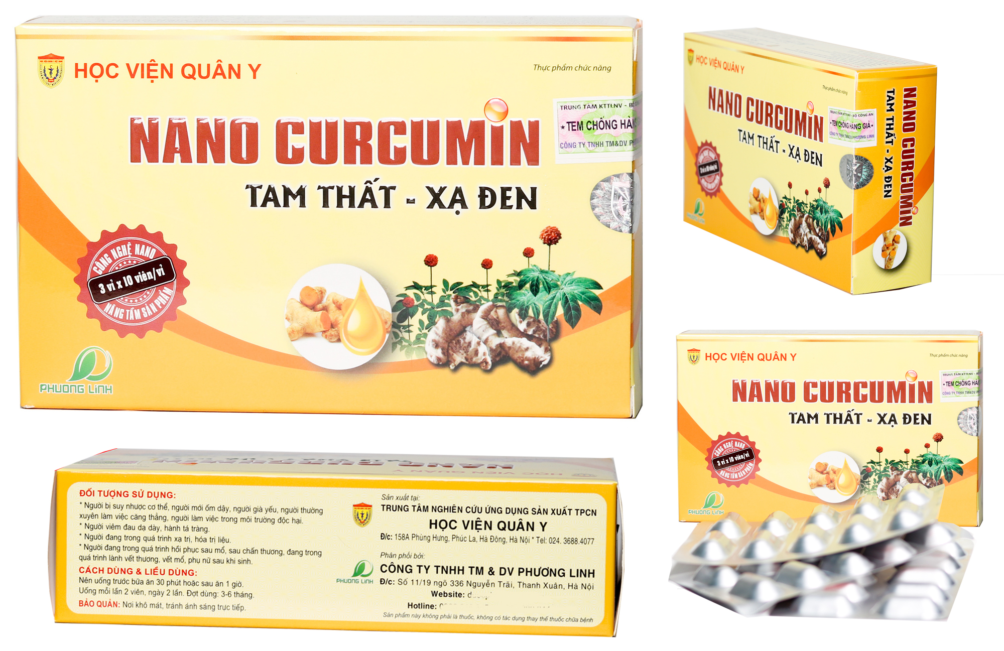 Nano Curcumin tam thất xạ đen Học Viện Quân Y (30 Viên)