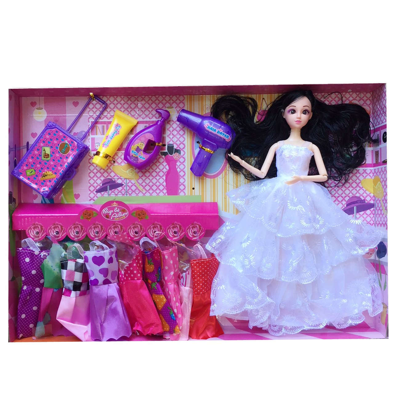 Búp bê Aibier thời trang có khớp cùng 9 bộ váy và 4 phụ kiện