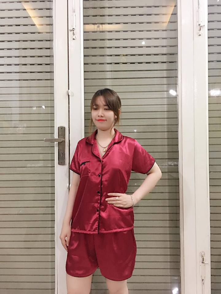 Đồ Mặc Nhà (Ngủ) Vải Satin Lụa Cao Cấp Siêu Mát Pijama Thái TALAN SATINLUA280501 - Đỏ Đô