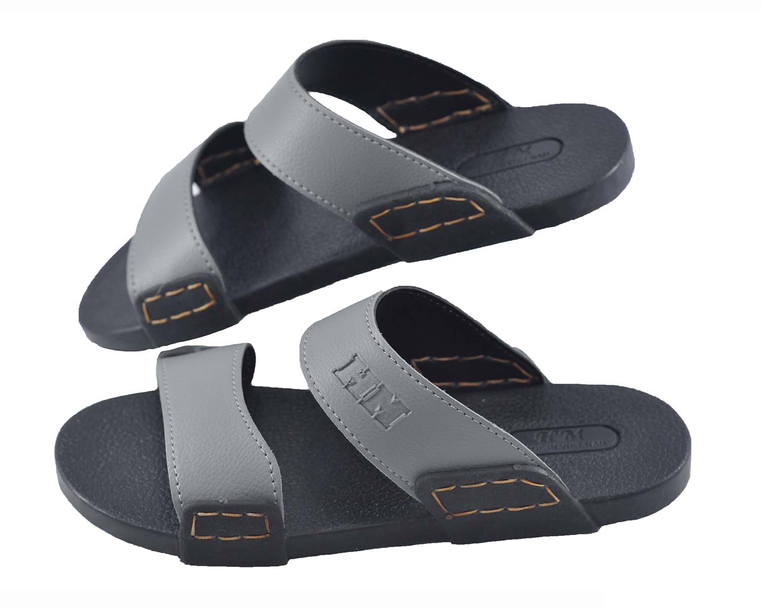 Dép nam hai quai da PU cực bền - TPUC-71 ( Xám)