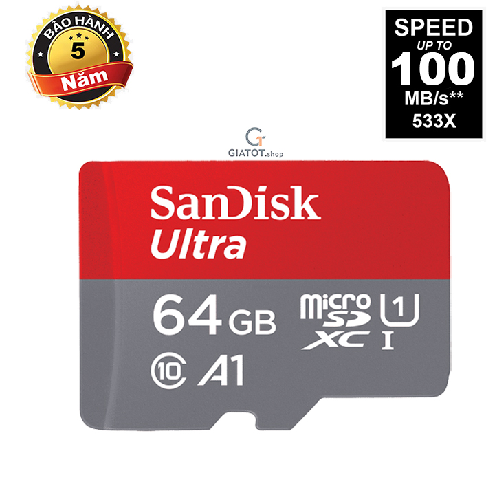 Thẻ nhớ MicroSD SanDisk Ultra Class10 A1 64GB 100Mb/s