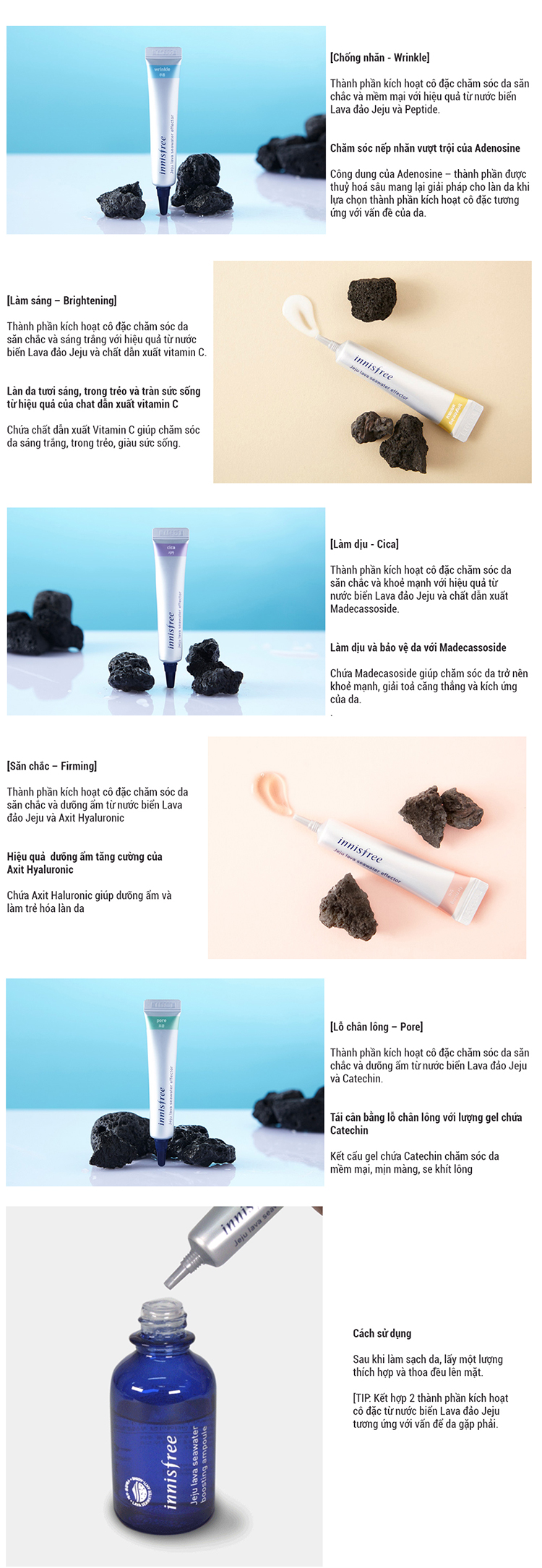 Thành Phần Kích Hoạt Cô Đặc Làm Dịu, Phục Hồi Da Innisfree Jeju Lava Seawater Effector (Cica) (7ml)