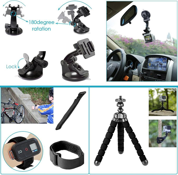Bộ Phụ Kiện 50 in 1 GOPRO Hộp Đựng Cao Cấp Tặng Kèm Phao Nổi - Black